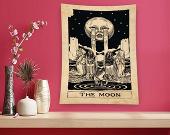 Home Living Room, Moon Tapestry, The Moon, Minimalist Tapestry, Gothic Tapestry, Horror Tapestry, Girl Room Tapestry,teen Room Wall,Tapestry