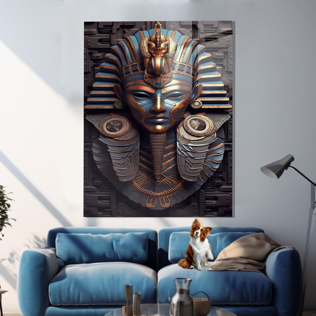 Egypt Wall Decor, Tutankamon Wall Art, Tempered Glass Wall Art, Floral ...
