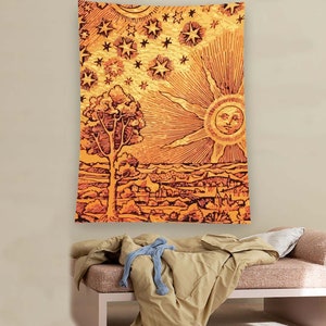 Sun Tapestry, Yellow Tapestry, Minimalist Tapestry, Minimalist Decor, Sun Pattern Tapestry, Living Room,Living Room Tapestry,Modern Tapestry