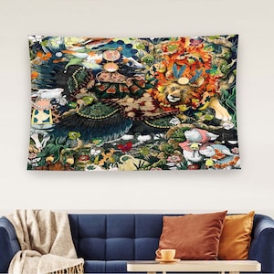 Forest Design Tapestry, Animal Pattern Wall Decor, College Tapestry, Custom Tapestry, Tapestry Wall Hanging Decor, Tapestry Aesthetic Decor