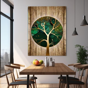 Green Tree Wall Decor, Artistic Wall Glass, Tempered Glass Wall Art, Floral Design Wall Decor, Glass Wall Art, Luxury Glass Art, Wall Decor