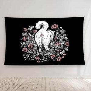 Tapestry Wall Hanging, Art Hand Woven, Home Living Room, Bedroom Decoration, Tapestry,Cat Tapestry, Cat Themed Decor, Cat Decor, wallhanging