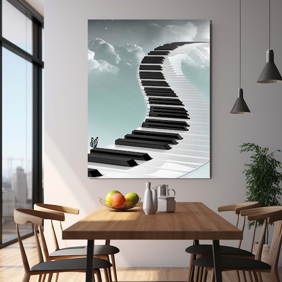 Piano Music Tempered Glass Wall Art, Music Lovers Design Wall
