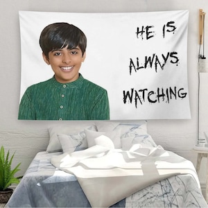 Funny Meme Tapestries, He is Always Watching, Art Wall Hanging, for Home Tapestry,  Bedroom Living Room, College Dorm Decor,  Tapestry Wall