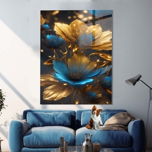 Decoración de pared con flores de neón, arte de pared de loto, arte de pared de vidrio templado, decoración de pared con diseño floral, arte de pared de vidrio, arte de vidrio de lujo, decoración de pared para mujeres