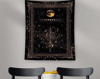 Zodiac Tapestry, Astrology Tapestry,Moon Astrology, Moon Tapestry, Constellation Decor, Zodiac Wall Art,Vintage Tapestry,Astrology Decor