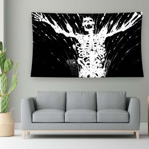 Skull Tapestry, Black Tapestry, Horror Tapestry, Gothic Tapestry, Minimalist Tapestry, Gothic Tapestry, Home Tapestry, Living Room Wall,
