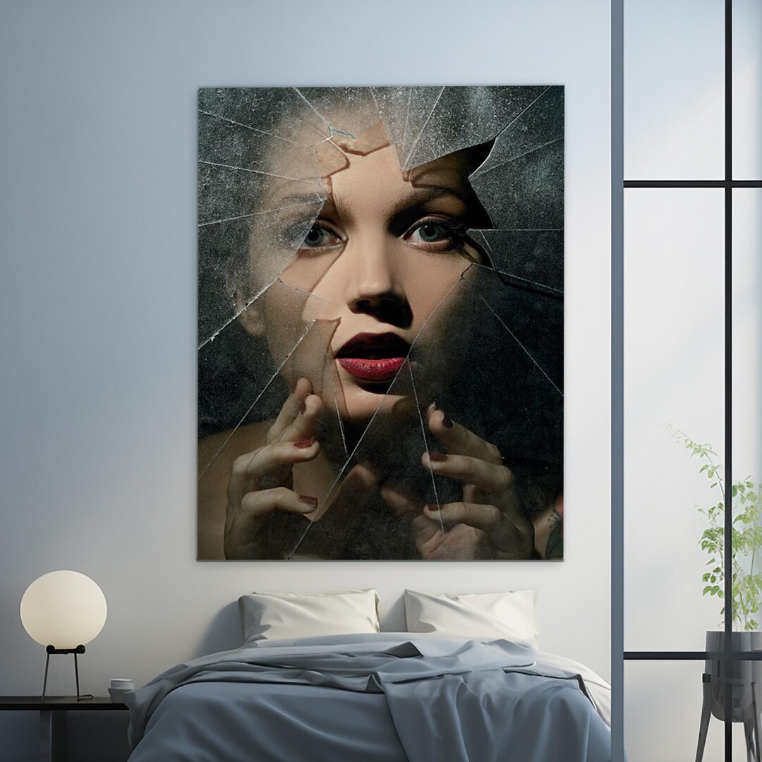 Image showcasing Bedroom Wall Decor, Stylish Wall Decor, Tempered Glass Wall Art, 3D ...