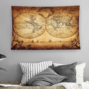 Map Tapestry, Ethnic,Tapestry Wall Hanging, Art Hand Woven, Home Living Room, Bedroom Decoration, Tapestry, Aesthetic Tapestry,Abstract Wall