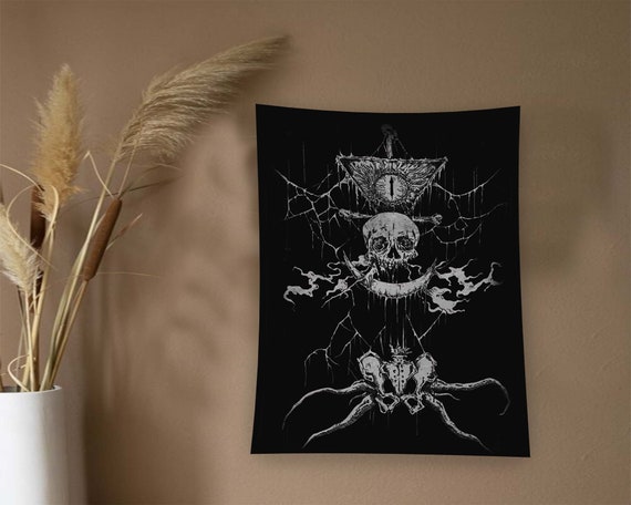 Horror Tapestry Skull Tapestry Black Tapestry Wall Art art Hand Woven Home Living Room Bedroom Decoration Tapestry Aesthetic Tapestry Etsy