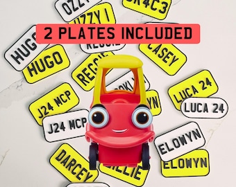 Little Tikes Number Plate (PACK OF 2) Cosy Coupe, Ride on, Children's Car License Plate. Cozy Coupe Stickers, Mini personalised numberplate