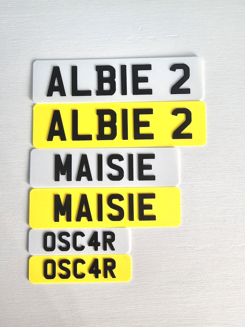 Ride on Car License Plate, Kids number plate, Toddler Gift, Personalised plate, 4th Birthday gift, New car gift, mini racer, Custom Ride On zdjęcie 10