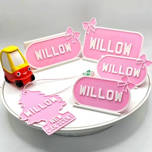 Little Tikes Pink Number Plate (PACK OF 2) Cosy Coupe, Ride on, Children's Car Licence Plate. Cozy Coupe Stickers, personalised numberplate