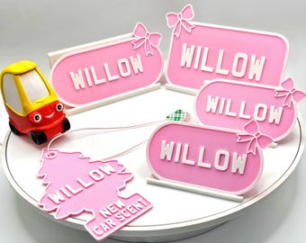 Little Tikes Pink Number Plate (PACK OF 2) Cosy Coupe, Ride on, Children's Car Licence Plate. Cozy Coupe Stickers, personalised numberplate