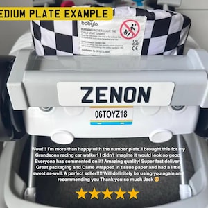 Ride on Car License Plate, Kids number plate, Toddler Gift, Personalised plate, 4th Birthday gift, New car gift, mini racer, Custom Ride On zdjęcie 8