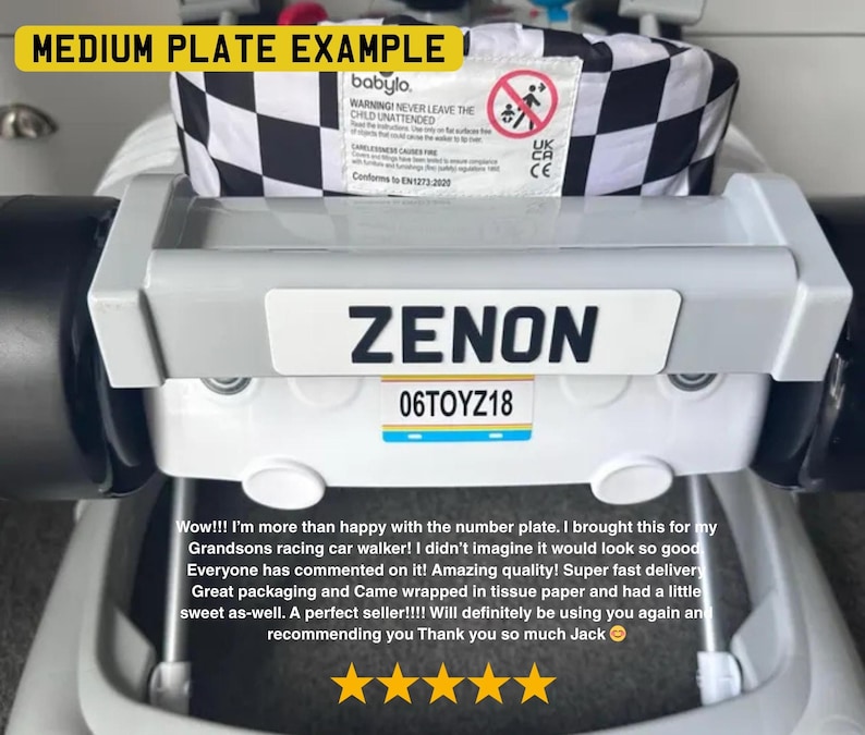 Ride on Car License Plate, Kids number plate, Toddler Gift, Personalised plate, 4th Birthday gift, New car gift, mini racer, Custom Ride On zdjęcie 8