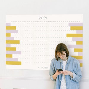 Extra Large 2024 Wall Planner, Giant Year Planner for 2024 Year to View 12 Month Calendar, 50 x 70 A1 and A0 Print, Work and Home Planning