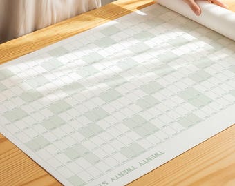 Calendario personalizado extragrande 2026 verde, planificador de pared grande para 2026. Resumen del año. Calendario de 12 meses colorido.