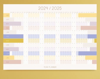 2024-25 Wall Planner colourful, Giant Academic Planner for 2024-25 Year to View 12 Month Calendar September to August