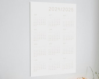 Eine Seite Jahresmitte Kalender 2024-2025 Jahr auf einen Blick Kalender Geschenk für Studenten, Jahresmitte Arbeitsplaner eine Seite