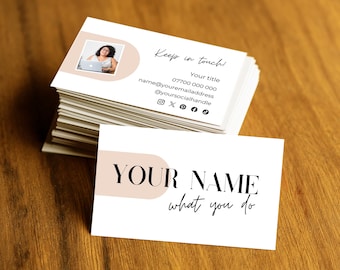 Double sided business cards printed personalised with your business logo and social media, business card minimalist with photo QR code