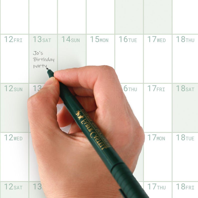 Printed on matte paper so is easily written on. Please note the calendar is not wipe clean.