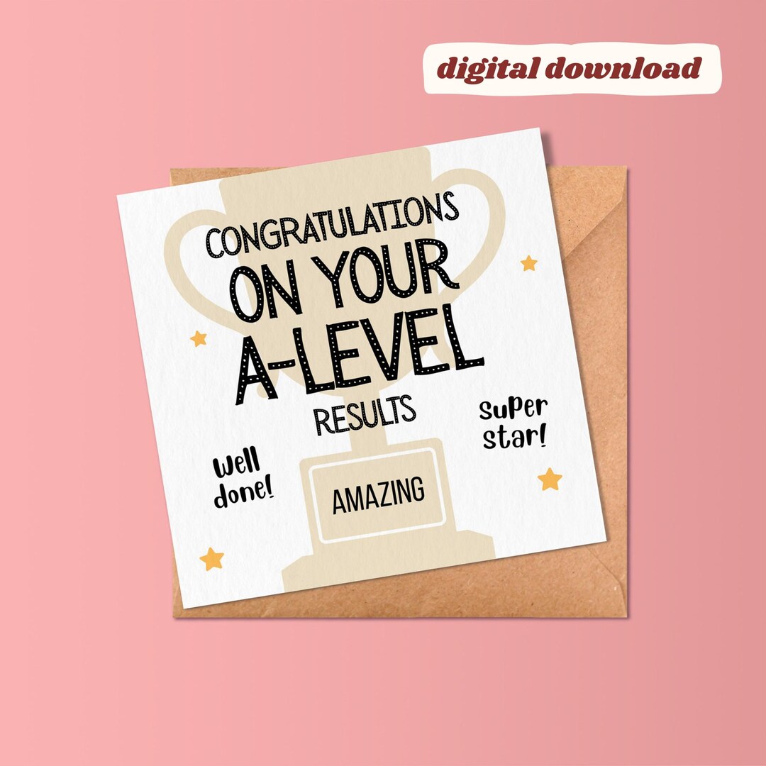 A Level Congratulations Card Digital Download - Etsy