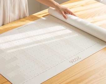 2026 Large Wall Calendar, Horizontal Year Planner, Beige White