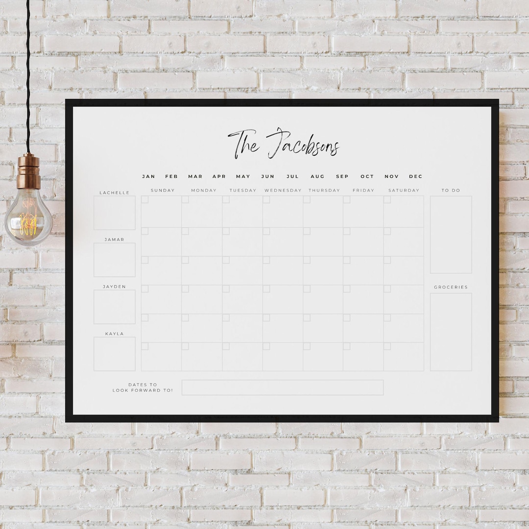 Personalized Large Family Calendar Editable Canva File Family Planner Personalized Large Family Calendar Editable Canva File Family Planner