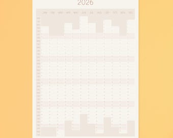 2026 Large Wall Planner, Vertical A0, Cream & Copper
