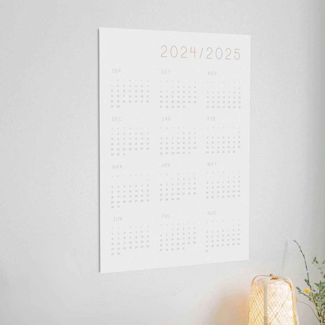 One Page Mid Year Calendar 20242025 Year at a Glance Calendar Gift for Student, Mid Year Work