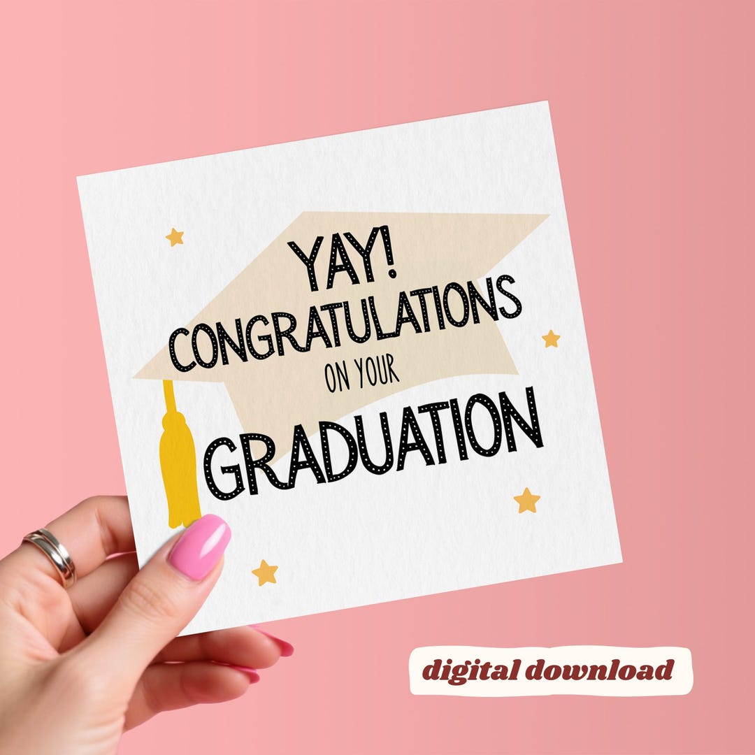 Printable Graduation Card Congratulations Instant Digital Download - Etsy