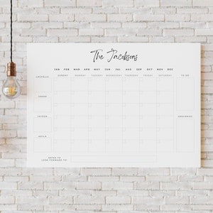 Personalized extra large family calendar, large wall planner, household planner, mom planner, reusable calendar, A2 A1 A0 Calendar Printed