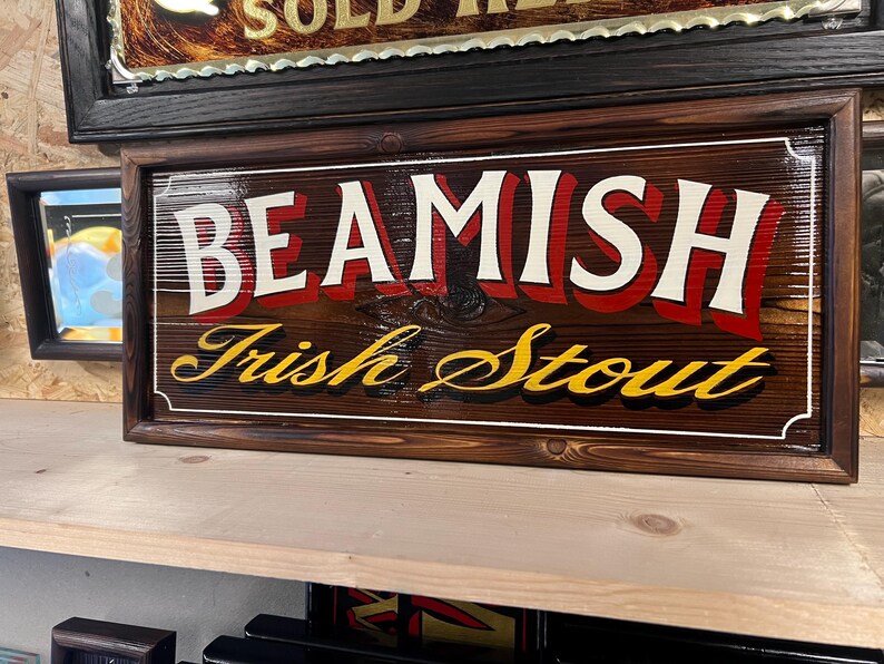 Beamish Irish Stout , Hand Lettered Wooden Irish Pub / Bar / Mancave ...