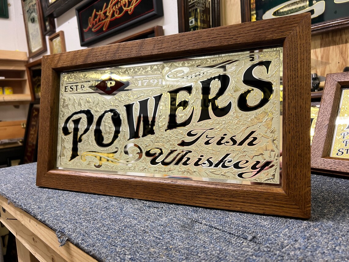 Powers Irish Whiskey Glue Chipped / Reverse Painted / Gilded Etsy Canada