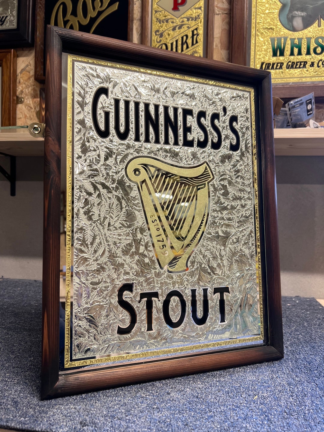 GUINNESS フレーム付きアンティークパブミラー ビンテージパブミラー ギネスビール （GUINNESS）（4月01日