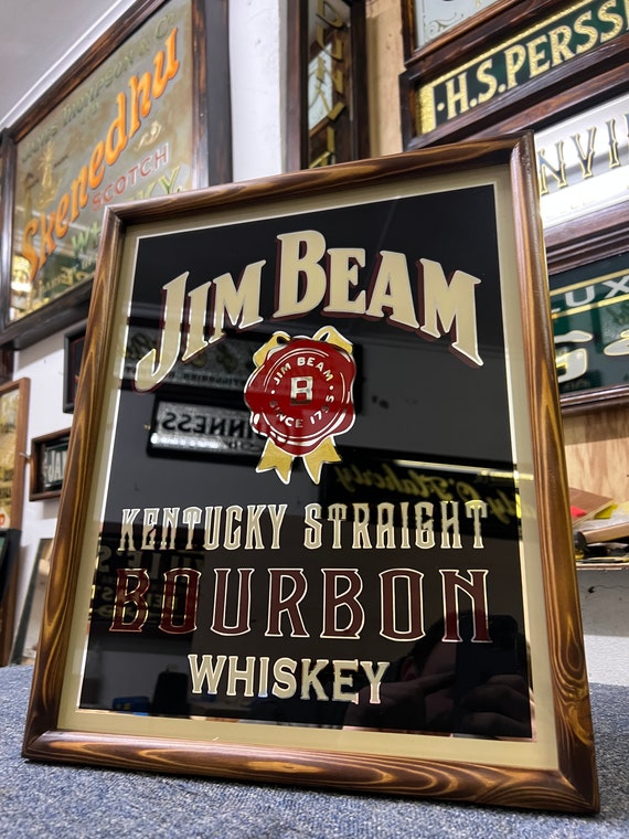 Jim Beam Bourbon Whiskey , Reverse Painted Pub / Bar / Mancave