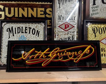 Vintage style hand lettered wooden pub sign