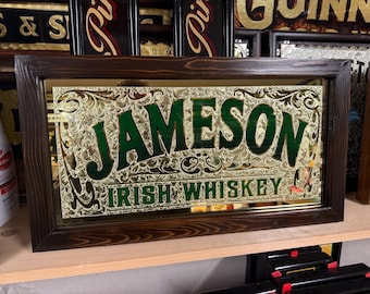 Irischer Whisky im Vintage-Stil, geklebter Blattgoldirischer Pub / Bar / Mancave-Spiegel.