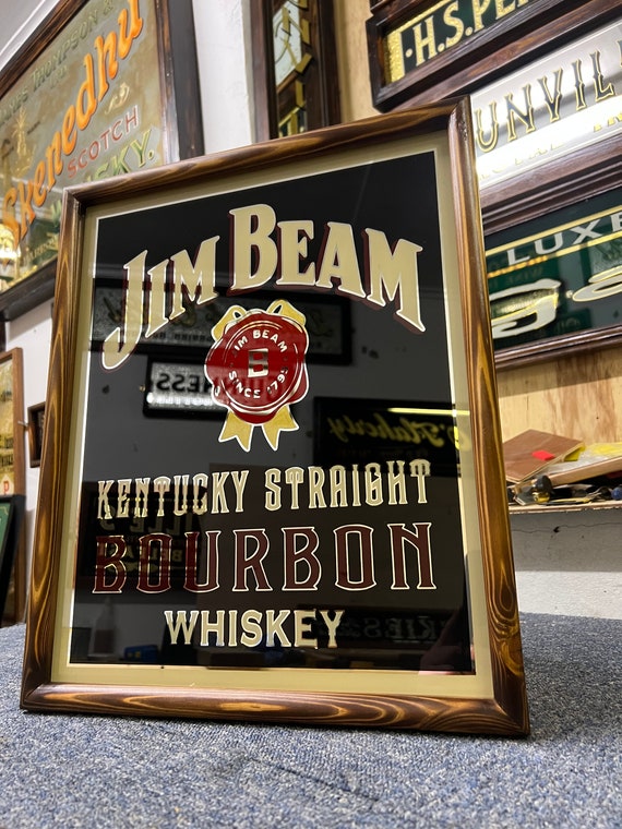 Jim Beam Bourbon Whiskey , Reverse Painted Pub / Bar / Mancave