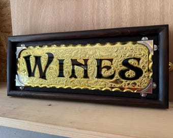 Wines . Glue chipped , reverse painted , bar / pub / mancave mirror.