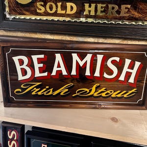 Beamish Irish Stout , Hand Lettered Wooden Irish Pub / Bar / Mancave ...