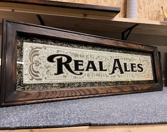Real ales glue chipped goldleaf bar/pub/mancave mirror .