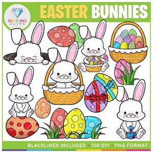 Easter Bunnies Clip Art -  Instant Download - Educational Clipart - Math Clipart - Counting Clipart - Easter - Easter Bunny - Easter Bunnies