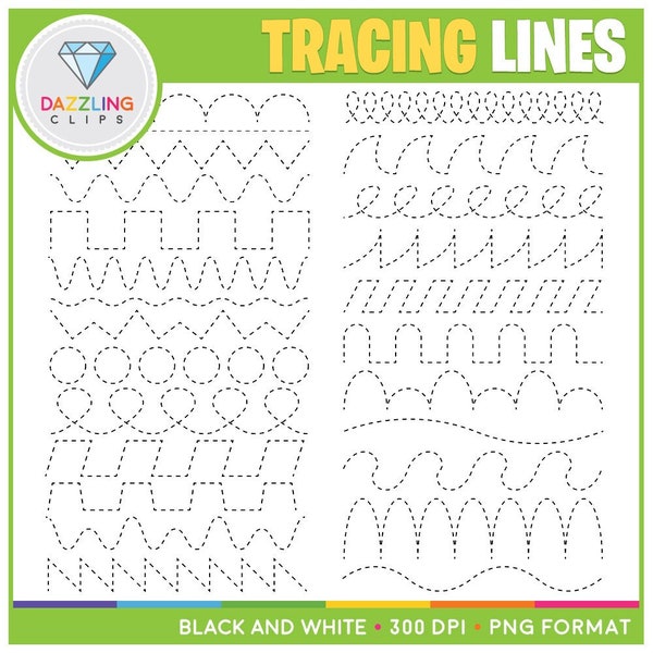 Tracing Lines Clip Art - Instant Download - Educational Clipart - Fine Motor Skills