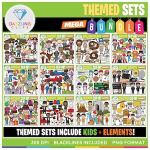 Conjuntos temáticos Clip Art MEGA Bundle! - Descarga instantánea - Magia - Béisbol - Cavernícola - Cumpleaños - Medieval - Vaqueros - Pirata