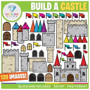 Construye un castillo Clipart - Actividades para niños - Clipart - Descarga instantánea - Haz el tuyo propio - Regreso a la escuela - Castillo - Construye un castillo