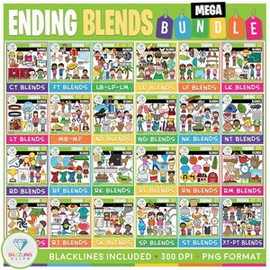 Ending Blends Clipart MEGA Growing Bundle - Ending Blends Clipart - Descarga instantánea - Mezclas - Aprendizaje - Cómo hacer