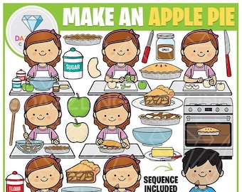 How to make an Apple Pie Clip Art - Clipart - Instant Download - Educational Clipart - Sequences- How to Apple Pie - Back to School -