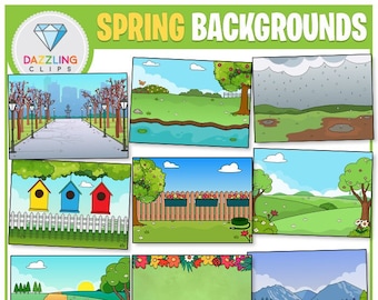 Spring Backgrounds Clip Art: Digital Paper for Boom Cards (Digital Download)